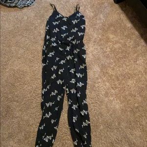 Black and white floral jumpsuit